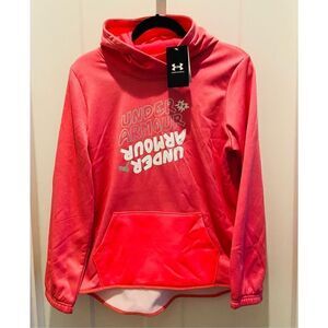 Under Armour Girls Rival Fleece Logo Hoodie. Gala /Cool Pink/ Youth X Large New